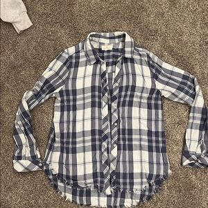 Plaid Button Down Shirt - Blue and White